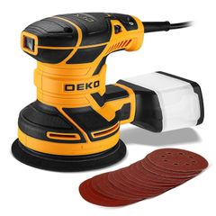 DEKOサンダー 電動 サンダー 300W 14000RPM 6段階無段変速 電動サンダー 高集塵システム マジックテープ式 サンドペーパー16枚 仕上げサンダー DIY 日曜大工 木工作業 研磨 仕上げ 荒削り ランダムサンダー