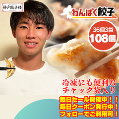チャック袋で保存ラクラク！ わんぱく餃子 108個 (36個×3袋) チャック袋入り カルシウム マグネシウム 栄養 わんぱく餃子 ジュニアアスリート シニア 補助　偏食 サプリ 体作り プロテイン 餃子 惣菜 おつまみ 冷凍餃子