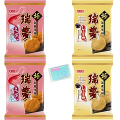 天乃屋 歌舞伎揚瑞夢 2種アソートセット 【(1)えび味 (2)しょうゆ味 】 各種2袋ずつ 合計4袋セット ★スラスラ本舗オリジナルポケットティッシュ付き★ のサムネイル