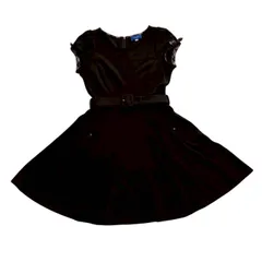 BLUE LABEL ブルーレーベル ミニワンピース 黒 ミニ丈 無地 ウエストマーク ベルト レディース サイズ36 Sサイズ