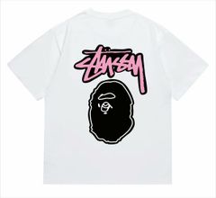 【希少】Stussy x A BATHING APE アベイシングエイプ bape T 半袖 ホワイト 男女兼用