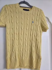 ポロ Ralph Lauren(ラルフローレン) ケーブル 半袖 ニット 黄色 ウーマンズ M