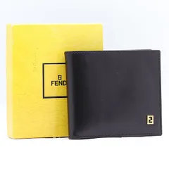 箱付き 新品同様 フェンディ ブラック レザー メンズ折り財布 OWD 2000000 NSK