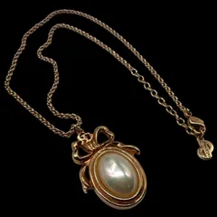 希少 Christian Dior クリスチャンディオール CDロゴ フェイクパール ネックレス ジュエリー ゴールド