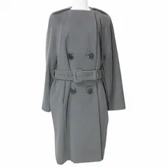 ケンゾー KENZO ベルテッドコート ロング ノーカラー ダブル ウール モヘア 36 S相当 グレー ■GY09 Xのサムネイル