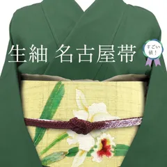 中古】すごい値！名古屋帯 九寸 正絹 極上 手描き 手織り 生紬 くすみ  
