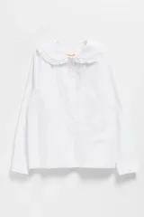 新品 SINOON シヌーン Round Frill Collar Shirt 白