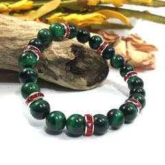 パワーストーン ブレスレット グリーンタイガーアイ （レッド）レディース 女性  数珠ブレス 開運 プレゼント ギフト  [n]