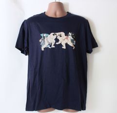 和柄 浮世絵 大相撲 Tシャツ ネイビー 紺 メンズ L 5.6oz