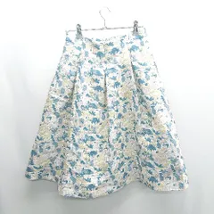 ◇ Couture brooch クチュールブローチ 花柄 膝下 フレア スカート サイズ38 ホワイト系 レディース E  【1409240032847】