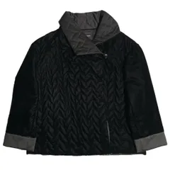EMPORIO ARMANI ベロアキルティングジャケット ブラック×チャコールグレー 40サイズ