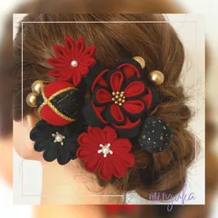 ☆再販☆【つまみ細工・和玉髪飾り】和装/振袖/袴/卒業式/成人式/七五三/玉かんざし/ちりめん玉