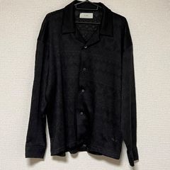 ジャケット　トップス　ブラック　黒　アウターメンズ　レース生地　長袖　オープンシャツ　black