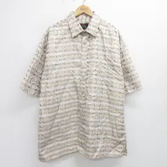 XL/古着 半袖 シャツ メンズ 00s 花柄 大きいサイズ ロング丈 ベージュ他 カーキ 24jun12 中古 トップス