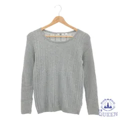 ☆美品☆ UNIQLO ユニクロ ニット トップス 長袖 クルーネック カジュアル レース おしゃれ レディース グレー M 羊毛 カシミヤ 901-14415 送料無料 古着