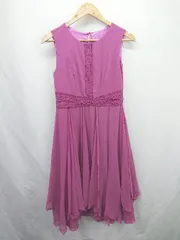 ◇ ⊂ アサクラ レース装飾 フォーマル 結婚式 ノースリーブ 膝下丈 ワンピース サイズ38 ピンク系 レディース E  【1507160024888】