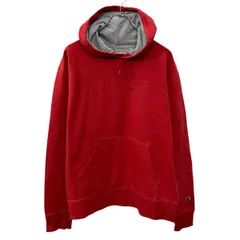 Champion 無地 スウェット パーカー M レッド チャンピオン 裏起毛 ワンポイント刺繍ロゴ 袖ワッペン 古着卸 アメリカ仕入 a709-5635