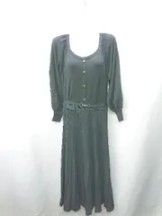 ◇ ⊇ MISCH MASCH ニット地 ウエストベルト付き 長袖 ロング丈 ワンピース サイズM ネイビー レディース E  【1409100069655】