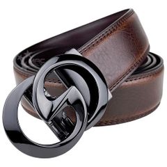 新品 アウトレット ベルト メンズ 本革 ブランド レザーベルト 革ベルト オートロック 穴なし 無段階 紳士 カジュアル ゴルフ 茶 ダークブラウン OMBS-888bk-DBR-M7