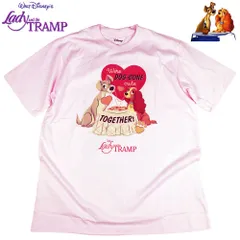 D023 わんわん物語 Tシャツ レディ トランプ 半袖 Lady and Tramp かわいい 犬 dog ピンク キュート cute Disney ディズニー メンズ レディース 誕生日プレゼント キャラクター インポート レア 稀少 ペアルック