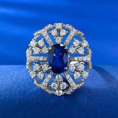 新作 豪華サファイアジルコンリング 5.00ct S925 18KG 11号 - メルカリ