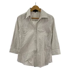 UNTITLED アンタイトル ストライプ オープンカラー 七分袖長袖シャツ size2/アイボリー×ブラウン