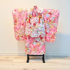 女の子 七五三 3歳 被布 着物セット ピンク 白 s5