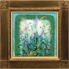 安井賞画家 矢野欣二 「バラ」 油彩画 木製額縁付き F3号 箱付き