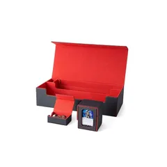 デッキケース トレカケース カードストレージボックス カードケース プレマ ダメカン 収納ケース 「 遊戯王 ポケカ MTG 各種 カードゲーム に使用可能 」 (黒内装赤) 1