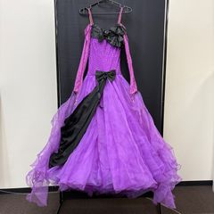 社交ダンス　ダンス衣装　ドレス　紫　パープル　チュール