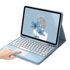 Color:ブルー_Size:iPad(A16)/iPad第10世代 10.9インチ iPad 第10世代 2022 キーボード 11インチ iPad 第11世代 A16 2025 キーボードケース タッチパッド付き 丸型キー 可愛い 分離式 カラーキーボード