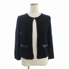 ブルックスブラザーズ BROOKS BROTHERS 美品 ボレロ カーディガン 装飾 ウール ダークネイビー S