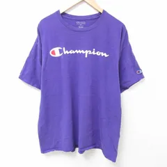 XL/古着 チャンピオン Champion 半袖 ブランド Tシャツ メンズ ビッグロゴ 大きいサイズ クルーネック 紫 パープル 24may08 中古