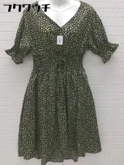 ◇ one after another NICE CLAUP 花柄 パフスリーブ 膝下丈 ワンピース サイズFREE ブラック イエロー レディース 【中古】 【1103040003426】