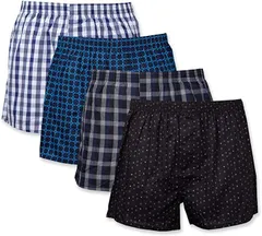 Y's factory トランクス ランダム セット メンズ 下着 パンツ 100% 綿 大きいサイズ プリント柄 チェック柄 開放感 蒸れない 通気性(ランダム ４枚,  LL)