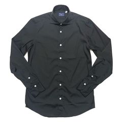 Finamore フィナモレ シャツ メンズ / SIMONE BALI C0643 シモーネ バーリ ストレッチブロード カッタウェイカラーシャツ ブラック / イタリア 長袖