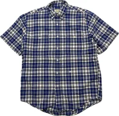90s 00s ☆ Eddie Bauer ☆ 生地感しっかり◎ ブルー チェック シャツ 半袖 S 春夏 アメカジ ストリート 古着 エディーバウアー■S3500のサムネイル