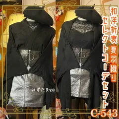 和洋折衷 コーディネート 夏羽織り コーデ まとめ売り レトロ クラシカル 和装 セレクト 古着  ブラック×シルバー 4点セット C-543