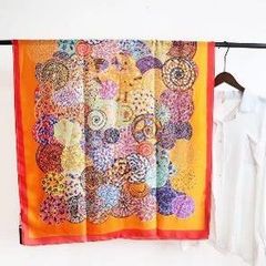 【送料無料】夏花火デザインシルクタッチ大判ショール90㎝*180㎝