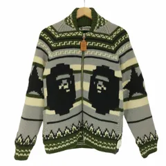 アベイシングエイプ A BATHING APE 裏地キルティング エイプヘッド ウール ニット カウチン  メンズ JPN：M のサムネイル