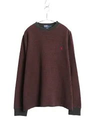 【お得なクーポン配布中!】 90s ポロ ラルフローレン ボーダー リブ編み コットン ニット スウェット メンズ XL オールド セーター トレーナー ワンポイント ツートン
