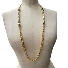 Christian Dior クリスチャンディオール パール＆ストーン ロング ネックレス ヴィンテージ