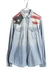 【お得なクーポン配布中!】 デニム&サプライ ラルフローレン シャンブレー ウエスタン シャツ メンズ XL / 星条旗 ヨーク切替 100% コットン 長袖シャツ 大きいサイズ