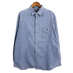 Polo by Ralph Lauren ポロ ラルフローレン MARLOWE 長袖シャツ 大きいサイズ チェック ブルー (メンズ XXL) 中古 古着 S6010