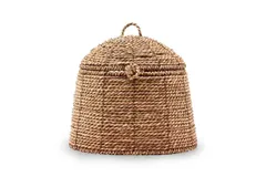 ナチュラルな天然シーグラスのユニーク蓋付きバスケット　Rama　高さ18cm/137x259440102