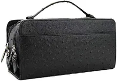 《送料無料＆税込価格》《新品未使用》《数量限定》《特別価格》United HOMME -President-！牛革オーストリッチ型押し！大容量収納！スクエアタイプ！ダブルファスナーモデル！セカンドクラッチバッグ　UHP-2174　BK