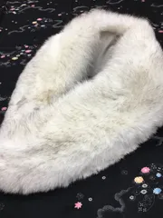 «花ラブリ»リユース　リサイクル　毛皮　フォックス　ファー　着物ショール　ホワイト系　成人式　振袖向き　卒業式　結婚式　初詣　パーティー　ショール　FSN124W