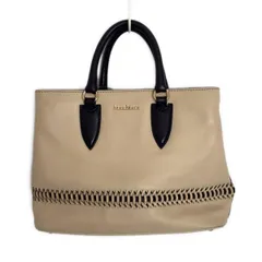 美品♡タグ♡説明書付♡A4可♡マックスマーラ ロゴ レザー トートバッグ 希少♡ウッドハンドル♡A4可♡マックスマーラ ロゴ レザー 2wayトート