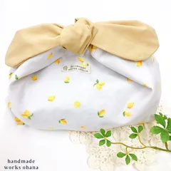 レモン薄水色(リボンカーキ色)✳︎お弁当袋(保温保冷)