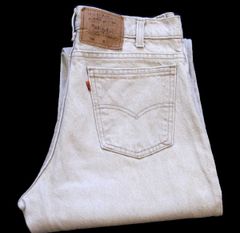 90s USA製 Levi'sリーバイス 550 先染め カラーデニムパンツ カーキ W33 L30★12 オールド ビンテージ ジーンズ テーパード ワイド